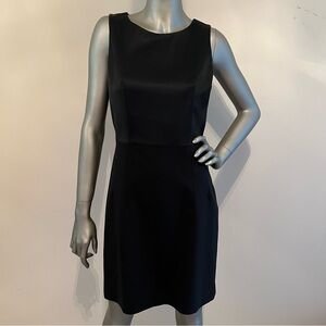 Theory satin top black lightwt wool sleeveless sheath dress Sz 4 Office Dinner